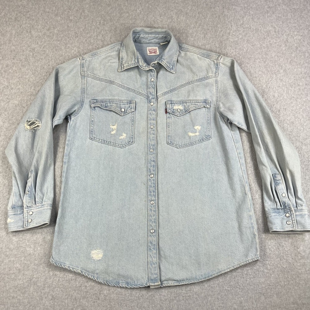 Levis Heavyweight Denim Shirt Mens XS (Runs Big) Jeans Western Pearl Snap